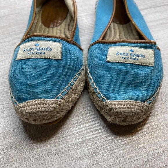 kate spade lara logo espadrille flat turquoise size 7 - Picture 2 of 6